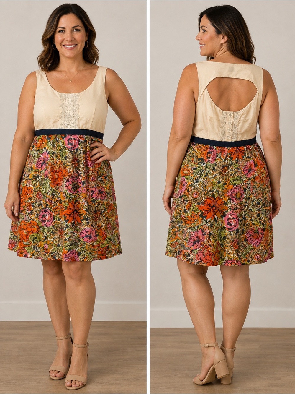 We Heart Vera Anthropologie Floral Lace Fit & Flare Dress Size 12